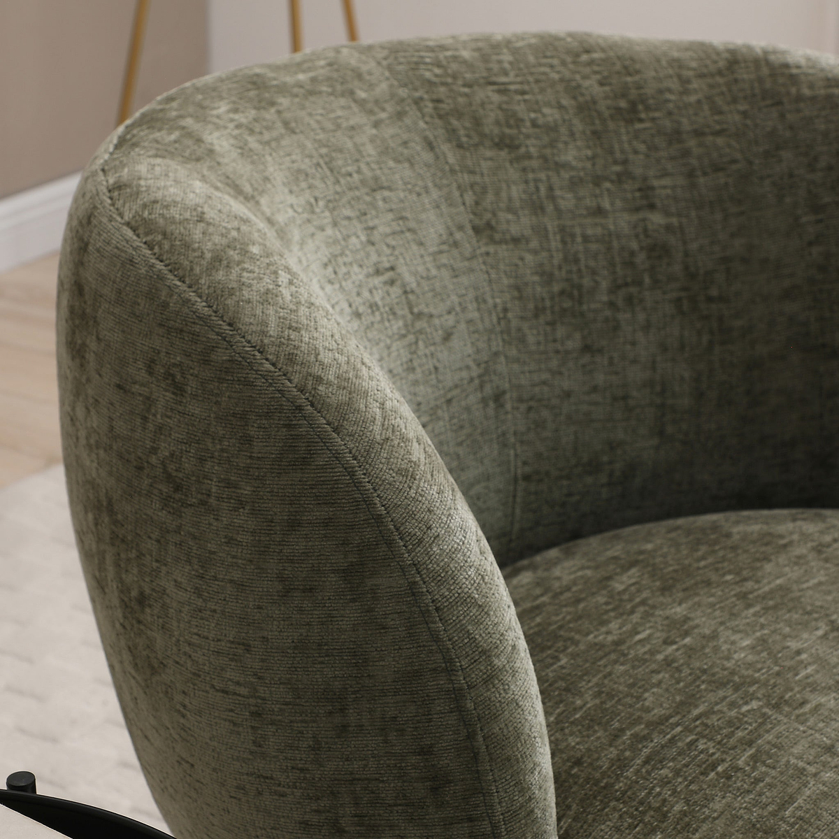 Kendal Woven Chenille Tulip Swivel Chair Olive from Roseland Furniture