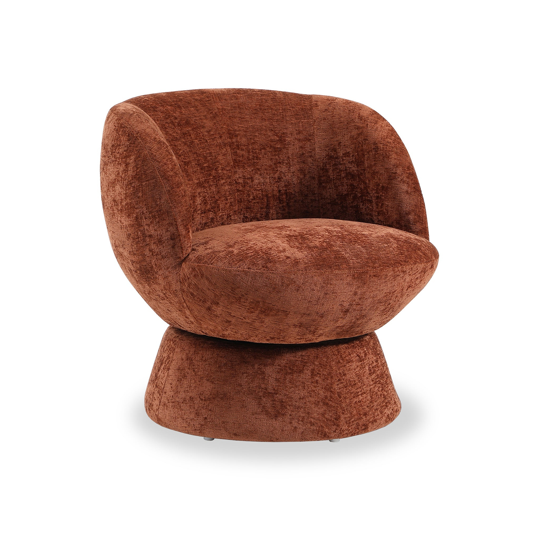 Kendal Woven Chenille Tulip Swivel Chair Terracotta from Roseland Furniture