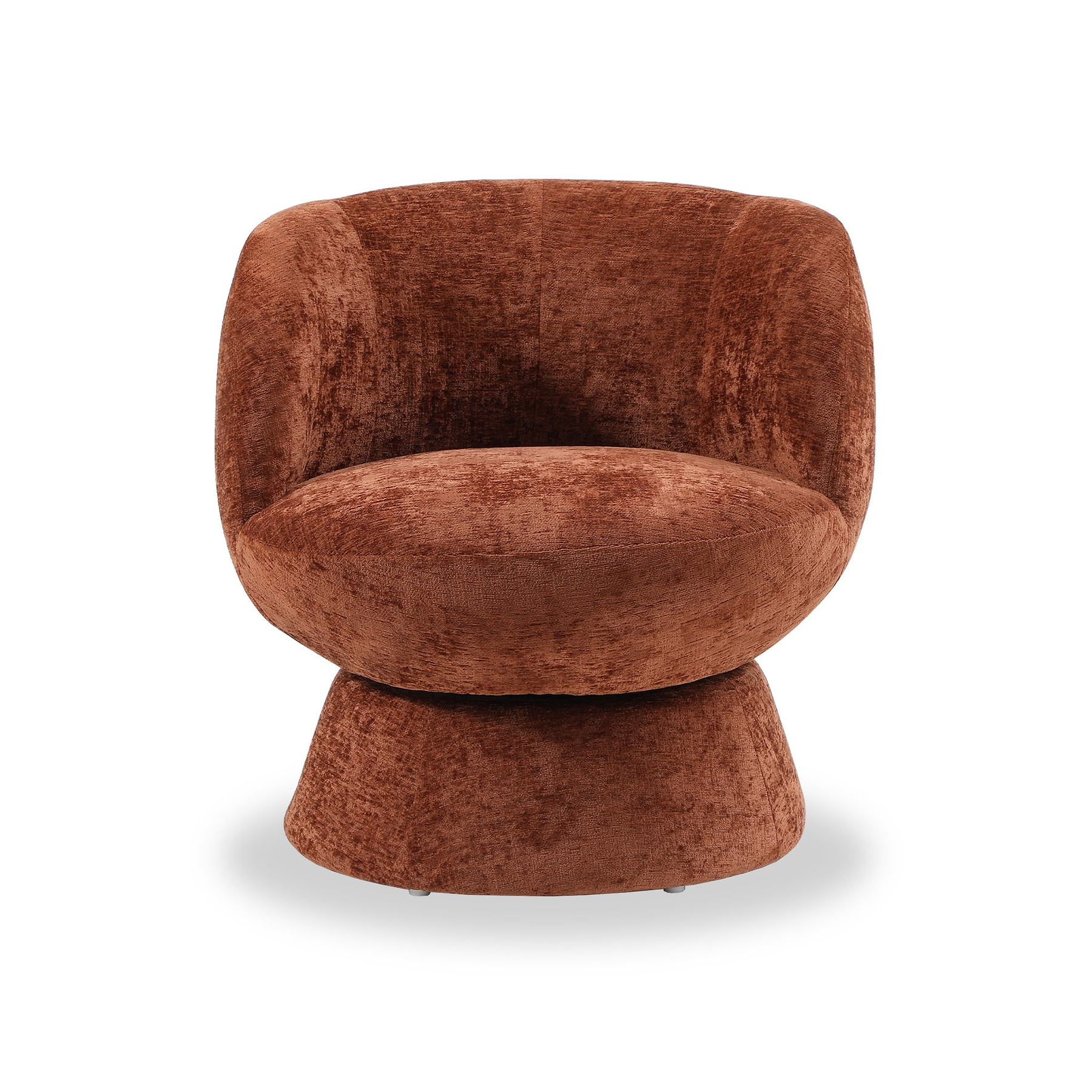 Kendal Woven Chenille Tulip Swivel Chair Terracotta from Roseland Furniture