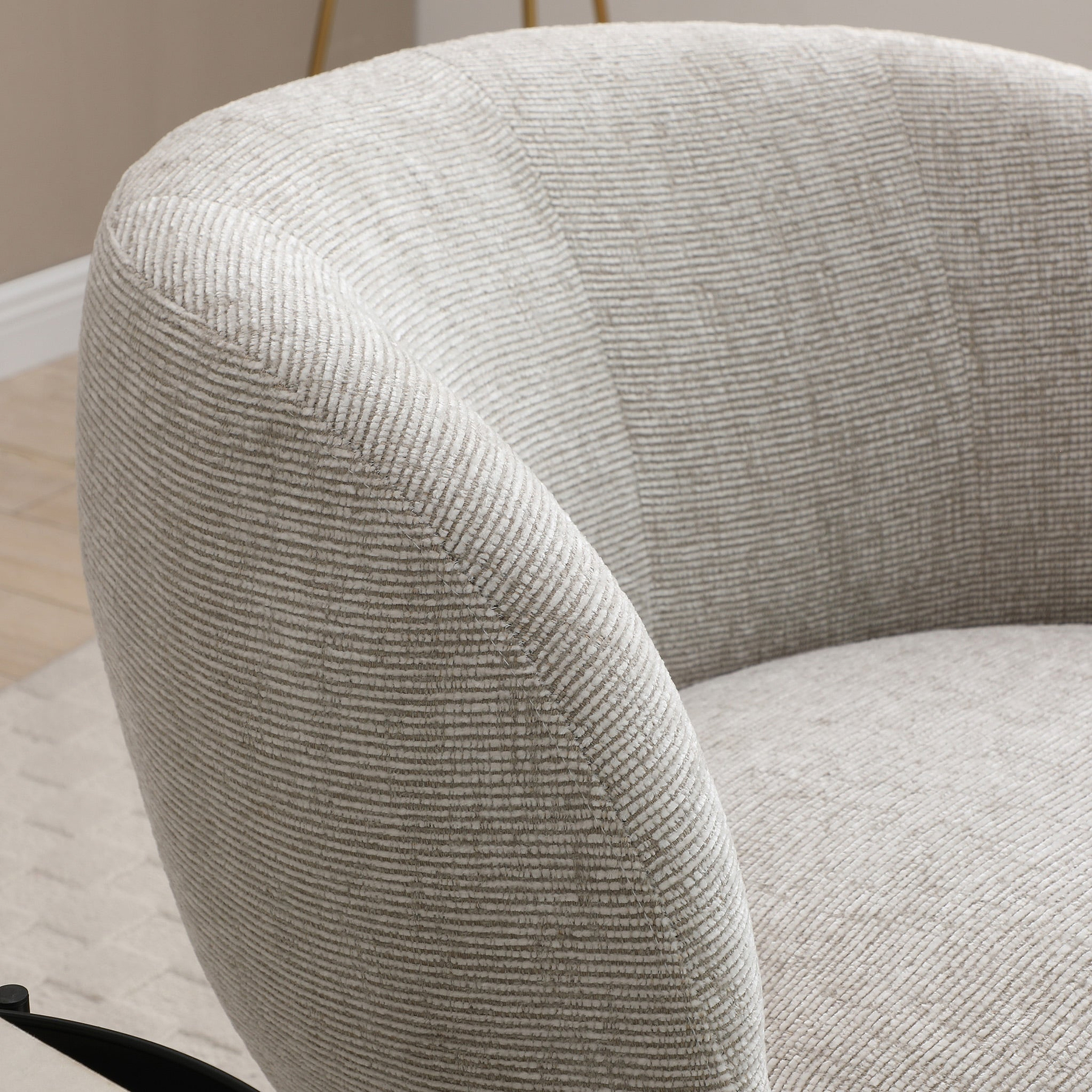 Kendal Woven Chenille Tulip Swivel Chair Natural from Roseland Furniture