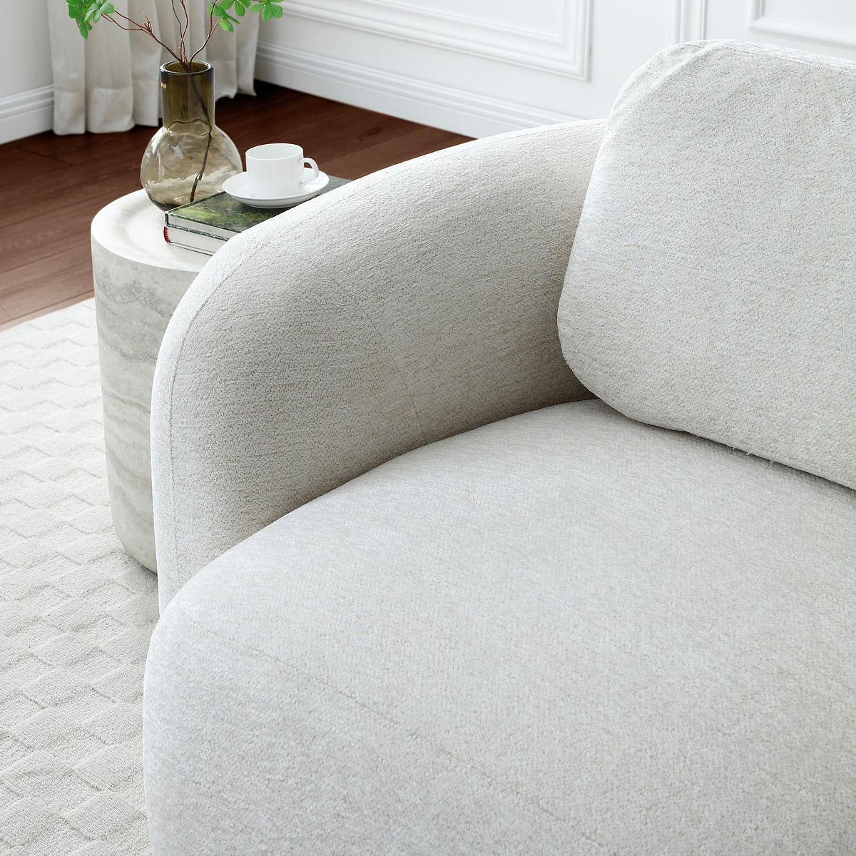 Irving Chenille Swivel Chair Natural from Roseland Furniture