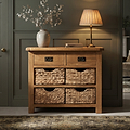 Zelah Oak Small Sideboard with Baskets from Roseland Furniture