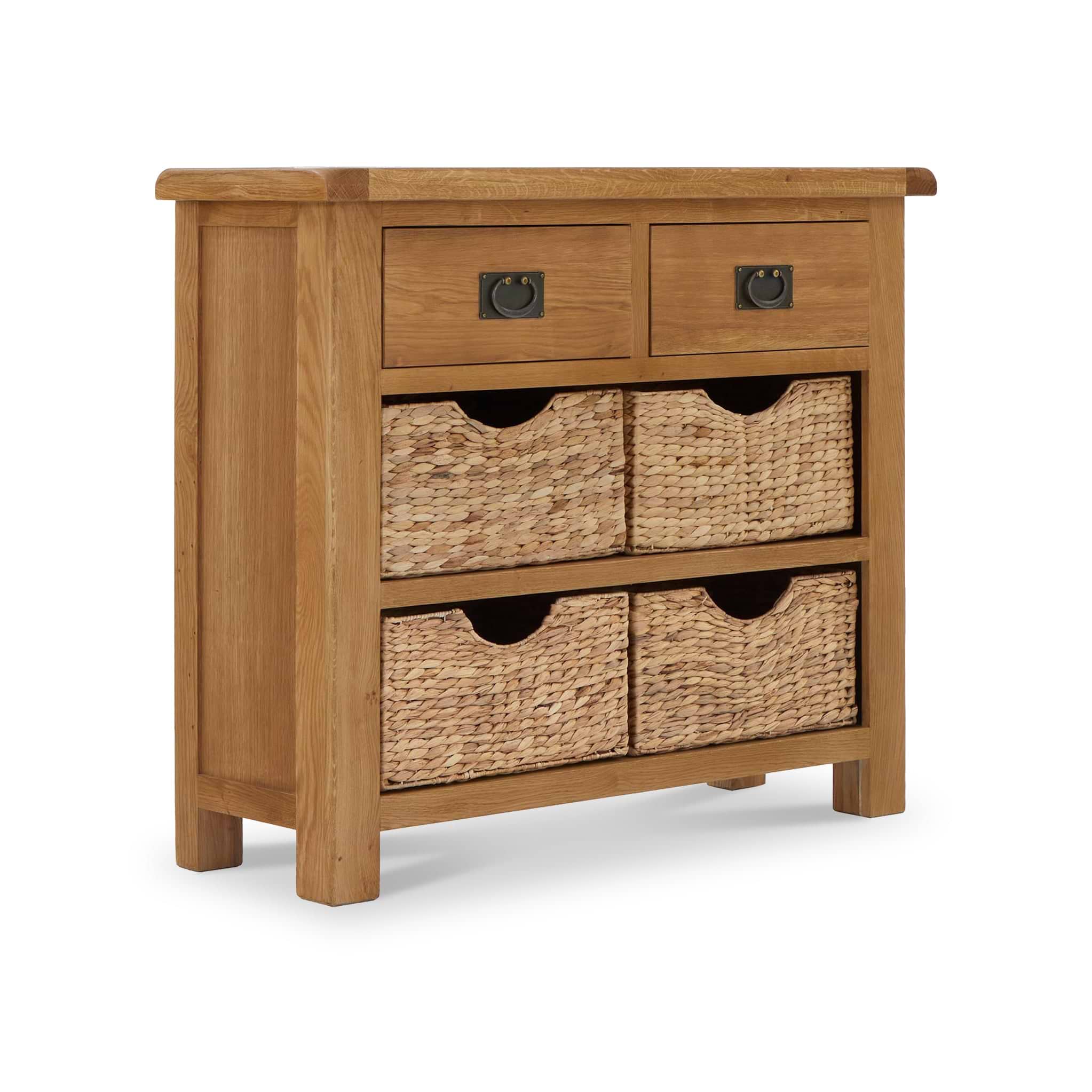 Zelah Oak Small Sideboard with baskets | Roseland
