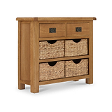 Zelah Oak Small Sideboard with Baskets from Roseland Furniture