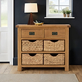 Zelah Oak Small Sideboard with Baskets from Roseland Furniture