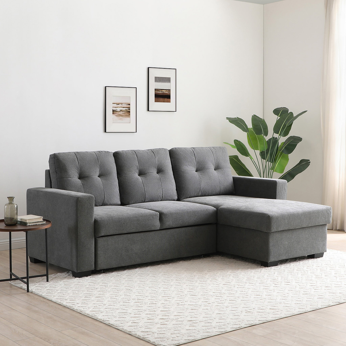 Winslet Button Back Chaise Sofabed Grey from Roseland Furniture