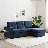 Winslet Button Back Chaise Sofabed Navy from Roseland Furniture