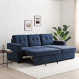 Winslet Button Back Chaise Sofabed Navy from Roseland Furniture