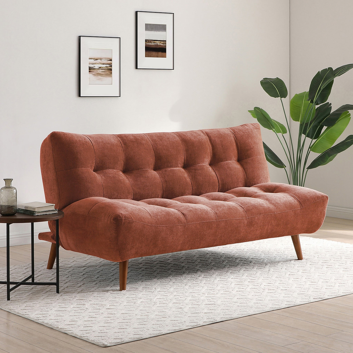 Wallace Plush Chenille Sofabed Terracotta from Roseland Furniture
