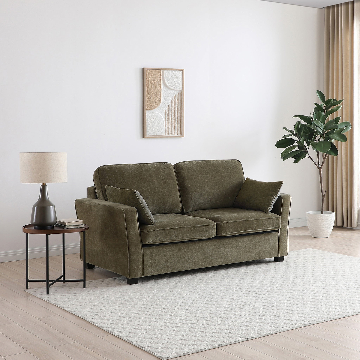 Westcott 2 Seater Sofa Bed w Pocket Mattress Olive from Roseland Furniture