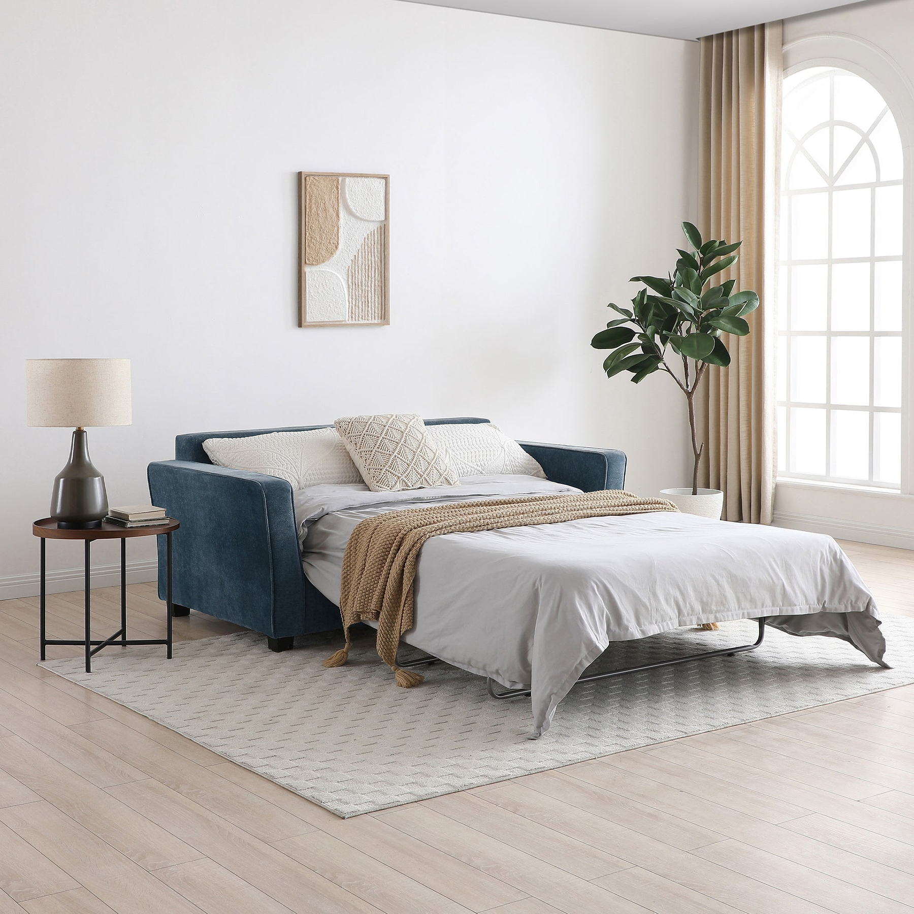 Westcott Navy Blue 2 Seater Sofa Bed With Foam Mattress from Roseland Furniture