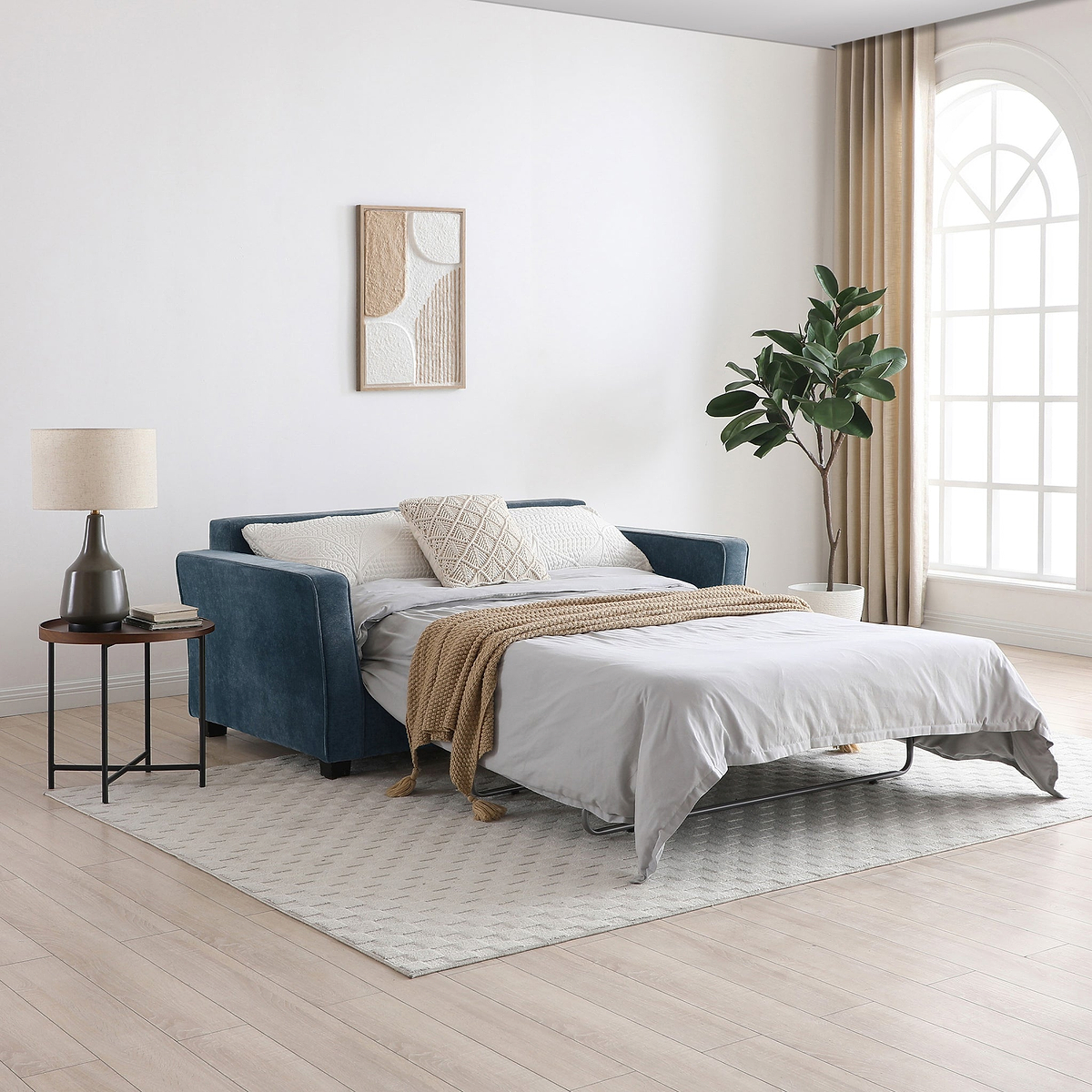Westcott 2 Seater Sofa Bed w Pocket Mattress Navy from Roseland Furniture