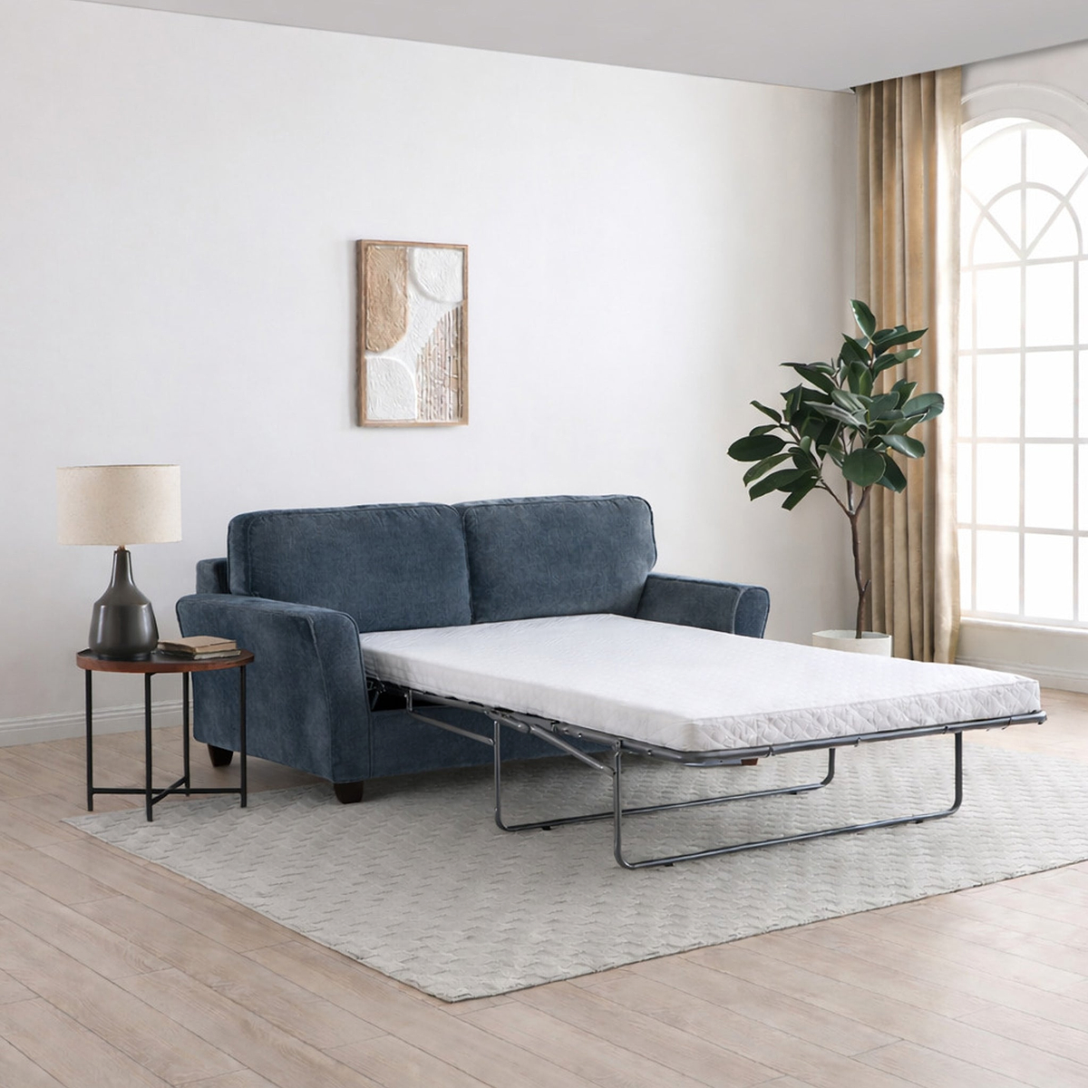 Westcott 2 Seater Sofa Bed w Pocket Mattress Navy from Roseland Furniture