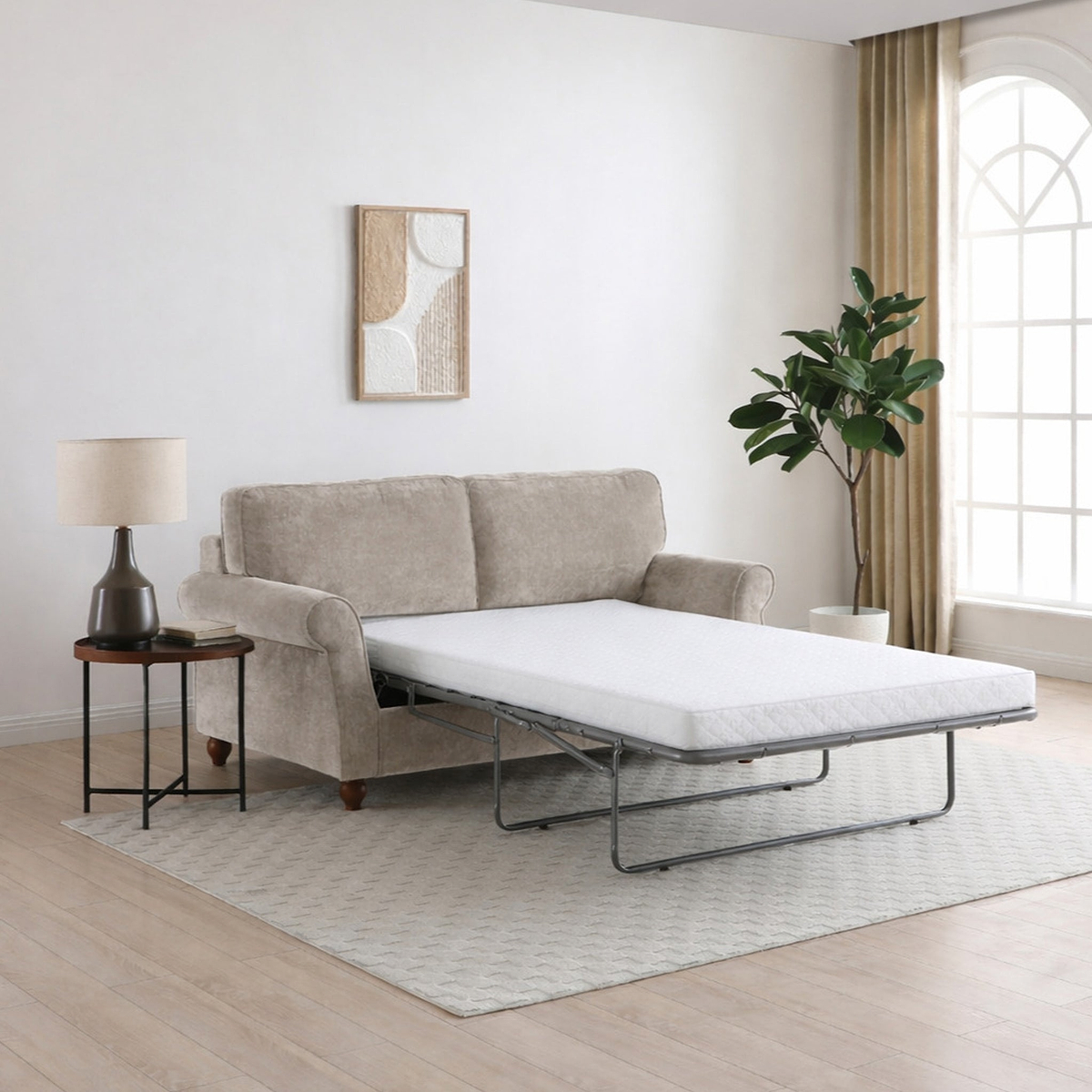 Blythe Natural 2 Seater Sofa Bed With Foam Mattress from Roseland Furniture