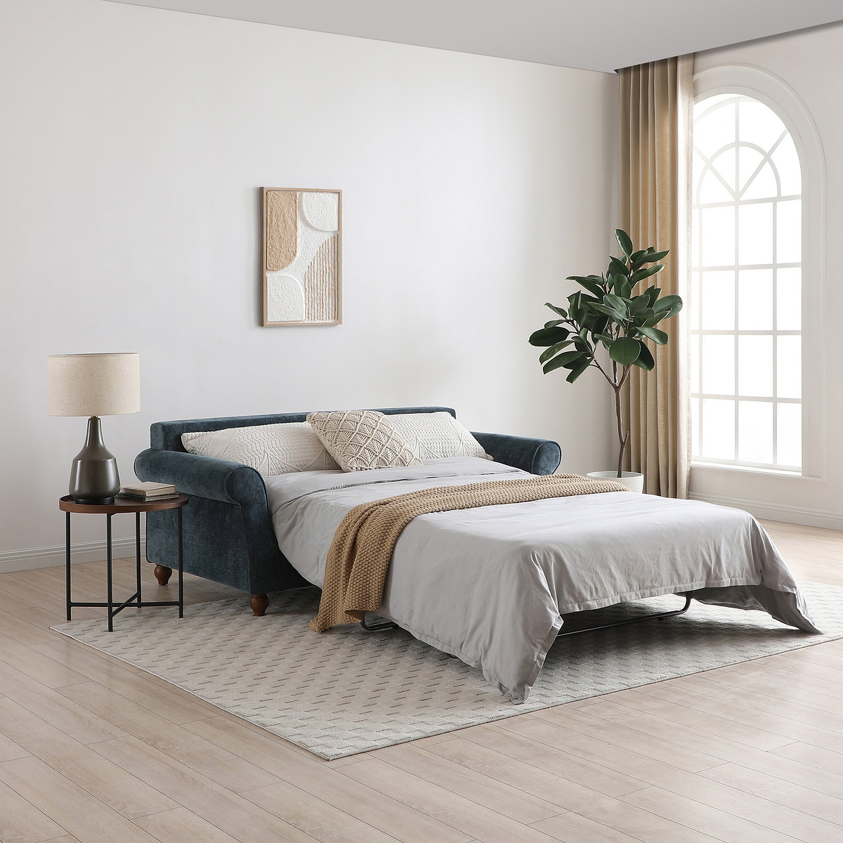 Blythe Navy 2 Seater Sofa Bed With Foam Mattress from Roseland Furniture