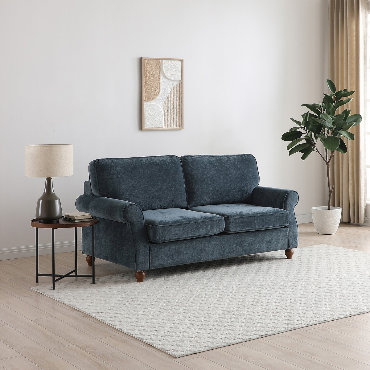 Blythe 2 Seater Sofa Bed w Pocket Mattress Navy from Roseland Furniture