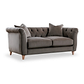 Clarence Mushroom Velvet Chesterfield 2 Seater Sofa