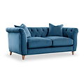 Clarence Sky Blue Velvet Chesterfield 2 Seater Sofa