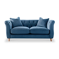 Clarence Sky Blue Velvet Chesterfield 2 Seater Sofa from Roseland Furniture