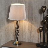 Jenna Antique Brass Metal Twist Detail Table Lamp for bedroom or living room