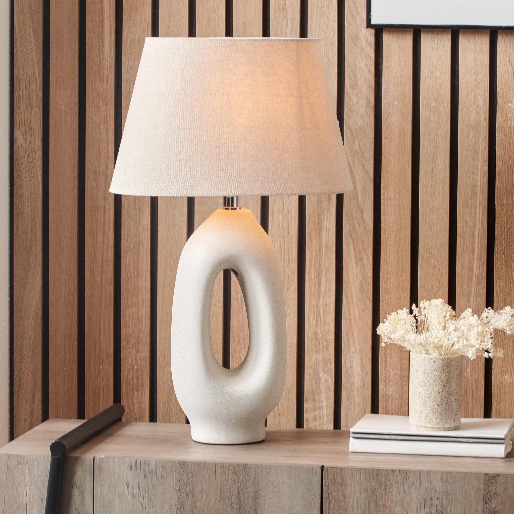 Laila Natural Organic Tall Ceramic Scandi Style Table Lamp | Roseland
