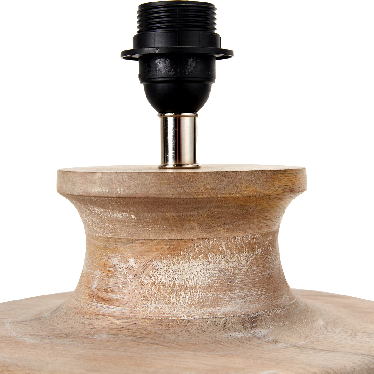 Kingsbury White Wash Large Carved Wood Table Lamp