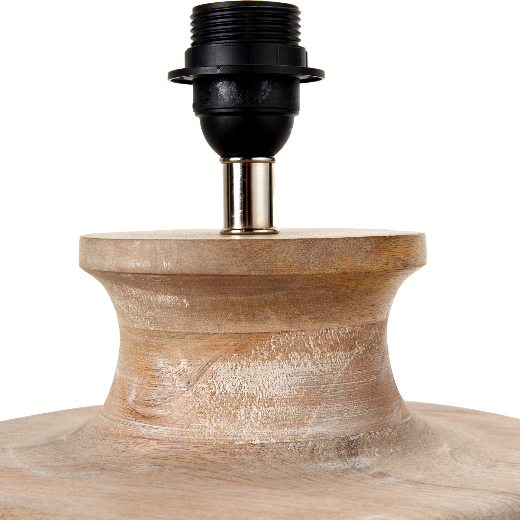 Kingsbury White Wash Large Carved Wood Table Lamp