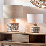 Kingsbury White Wash Carved Wood Table Lamp