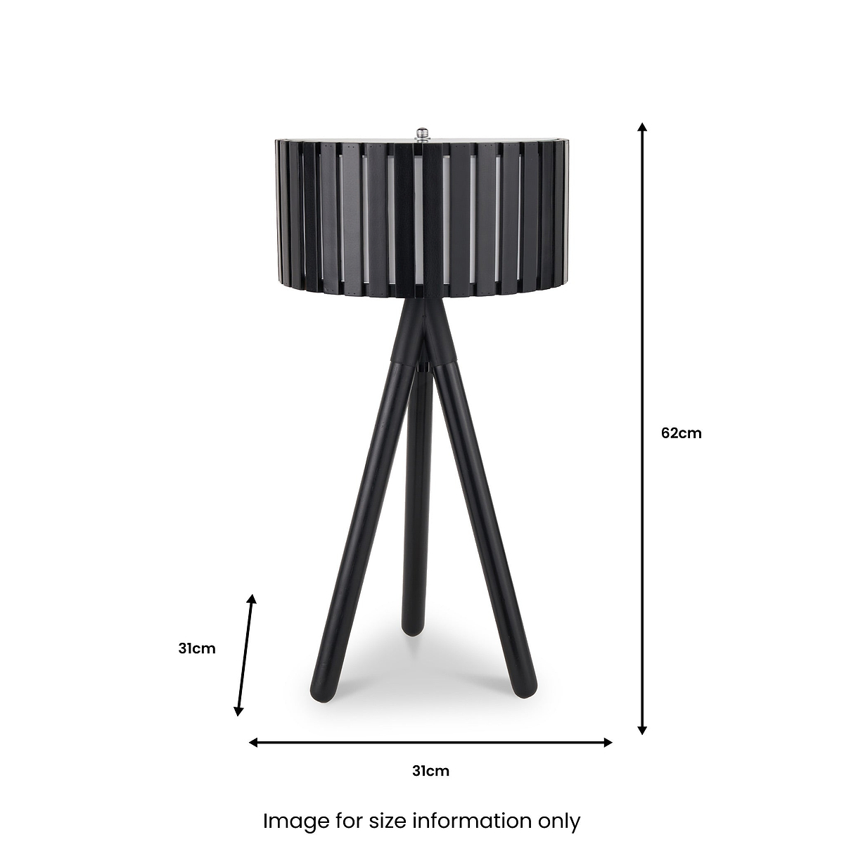 Rabanne Slatted Black Wood Tripod Table Lamp
