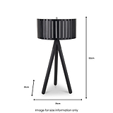 Rabanne Slatted Black Wood Tripod Table Lamp
