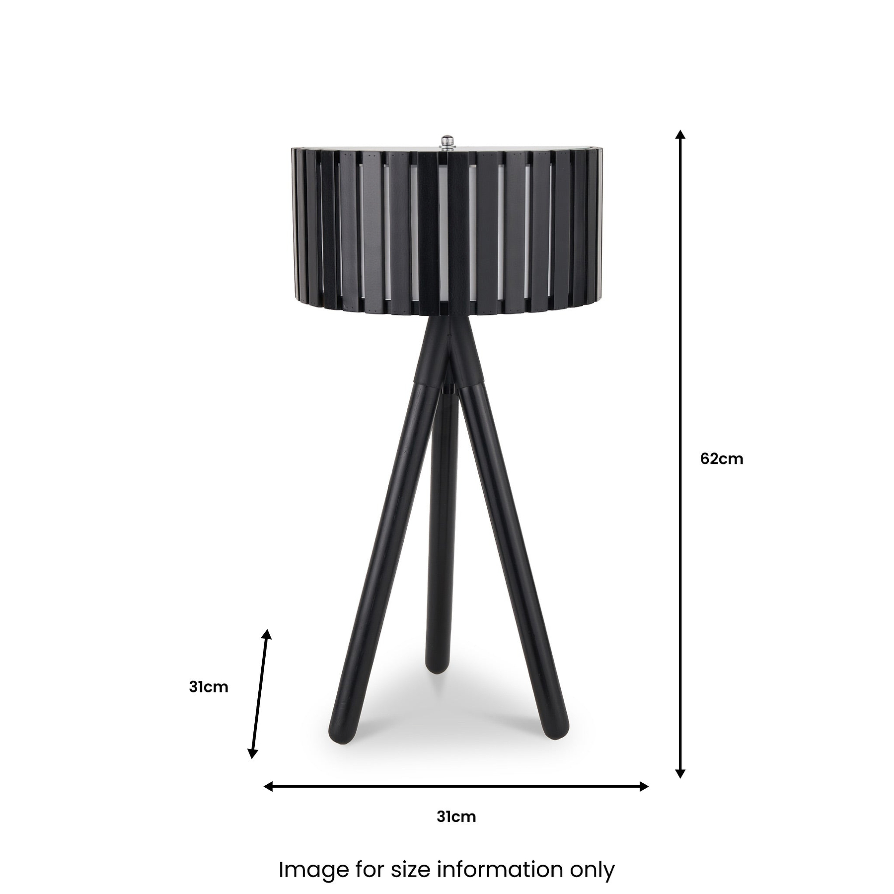 Rabanne Slatted Black Wood Tripod Table Lamp