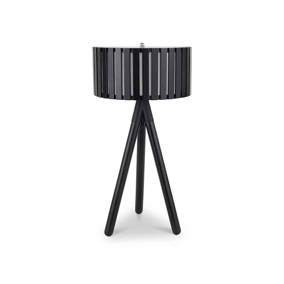 Rabanne Slatted Black Wood Tripod Table Lamp from Roseland Furniture