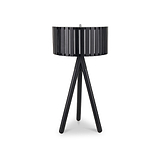 Rabanne Slatted Black Wood Tripod Table Lamp from Roseland Furniture