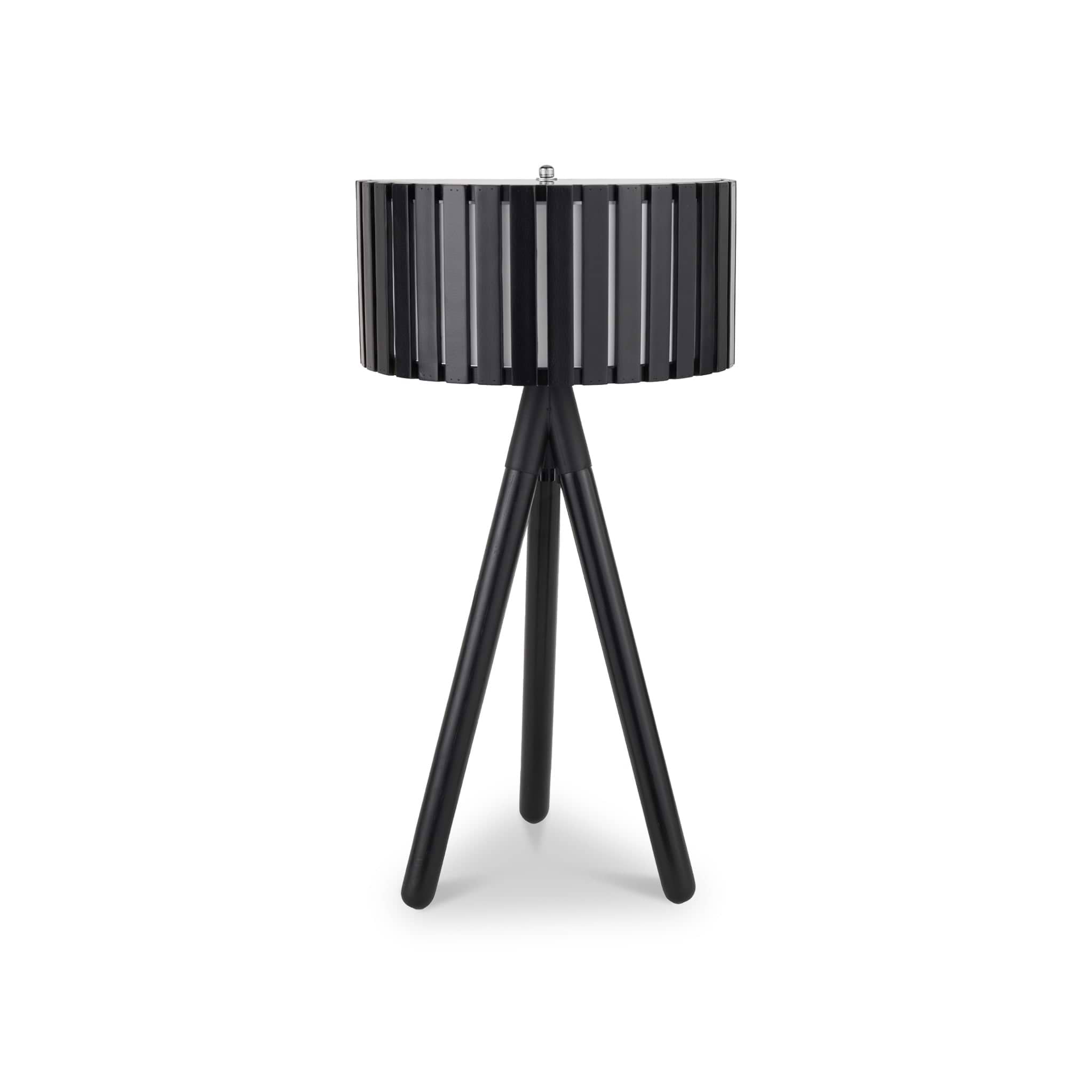 Rabanne Slatted Black Wood Tripod Table Lamp from Roseland Furniture