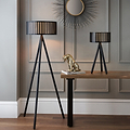 Rabanne Slatted Black Wood Tripod Table Lamp