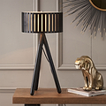 Rabanne Slatted Black Wood Tripod Table Lamp for living room or bedroom
