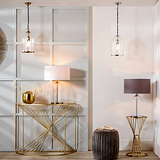 Cloche Clear Glass and Antique Brass Table Lamp