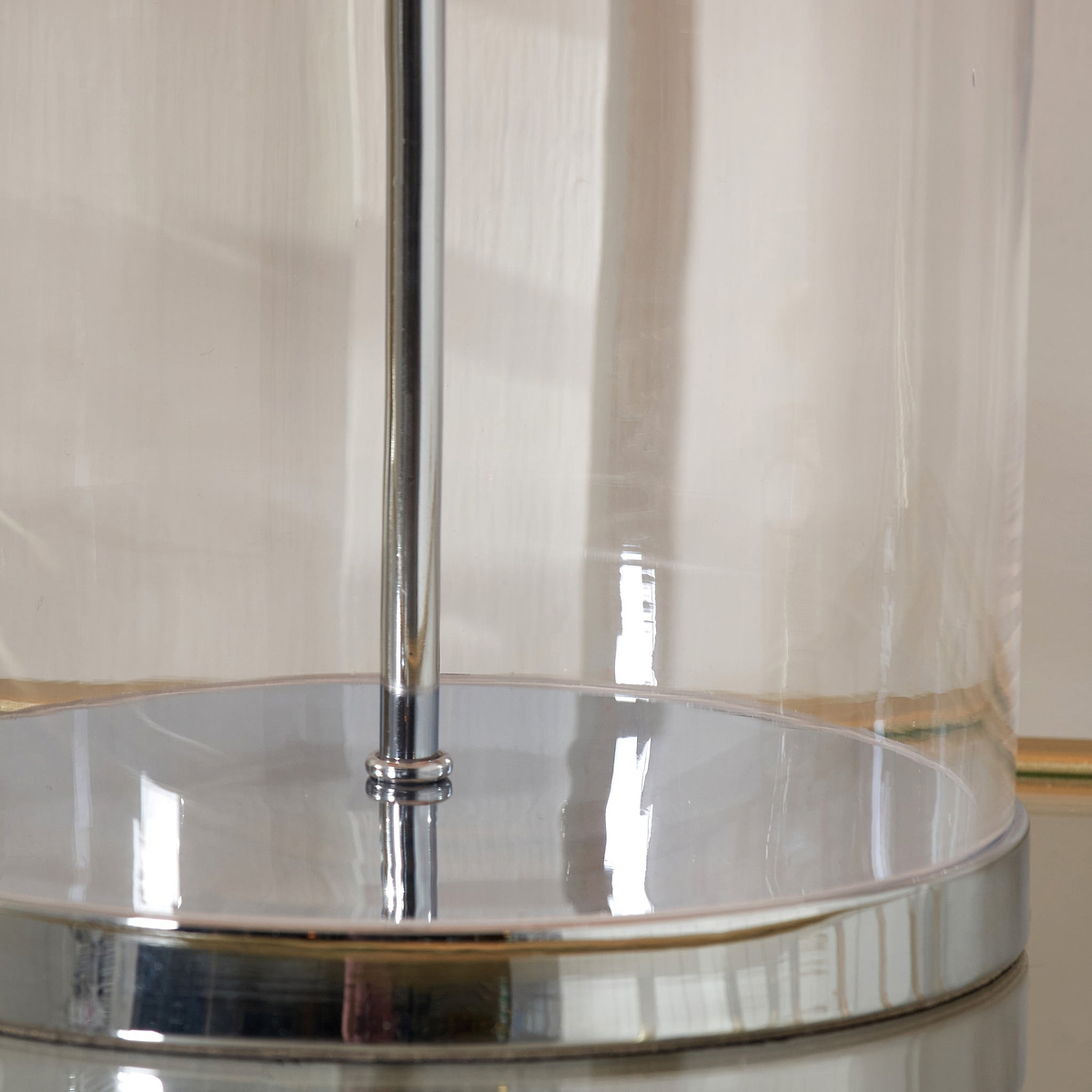 Cloche Clear Glass and Silver Table Lamp