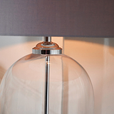 Cloche Clear Glass and Silver Table Lamp