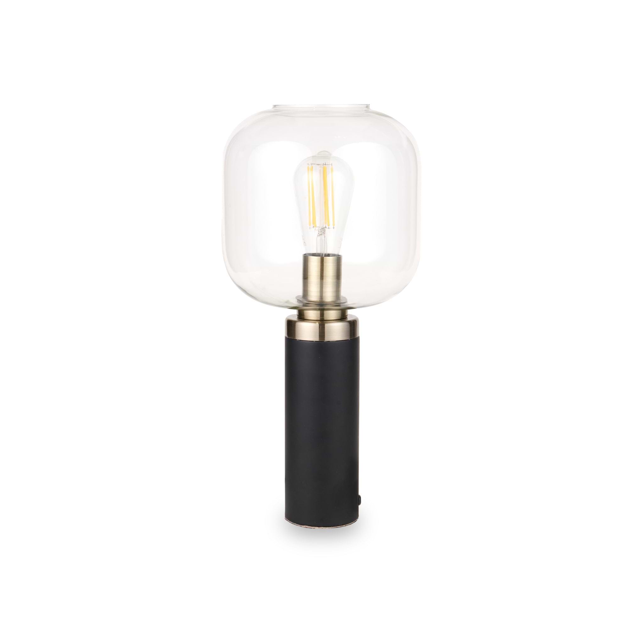 Florence Black Metal & Glass Table Lamp from Roseland Furniture
