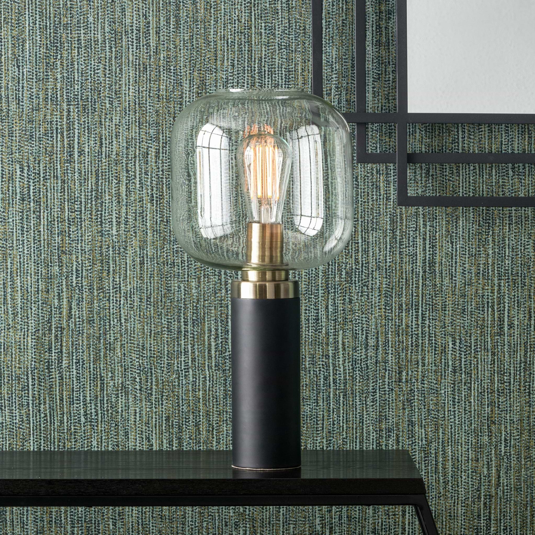 Florence Black Metal & Glass Table Lamp for living room or bedroom