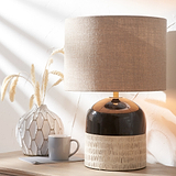 Lotta Black and Natural Stoneware Table Lamp from Roseland Furniture