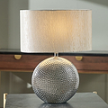 Mabel Silver Dot Textured Ceramic Table Lamp from Roseland Furniture