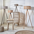 Rabanne Slatted Antique Wood Tripod Table Lamp