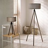 Rabanne Slatted Antique Wood Tripod Table Lamp for bedroom