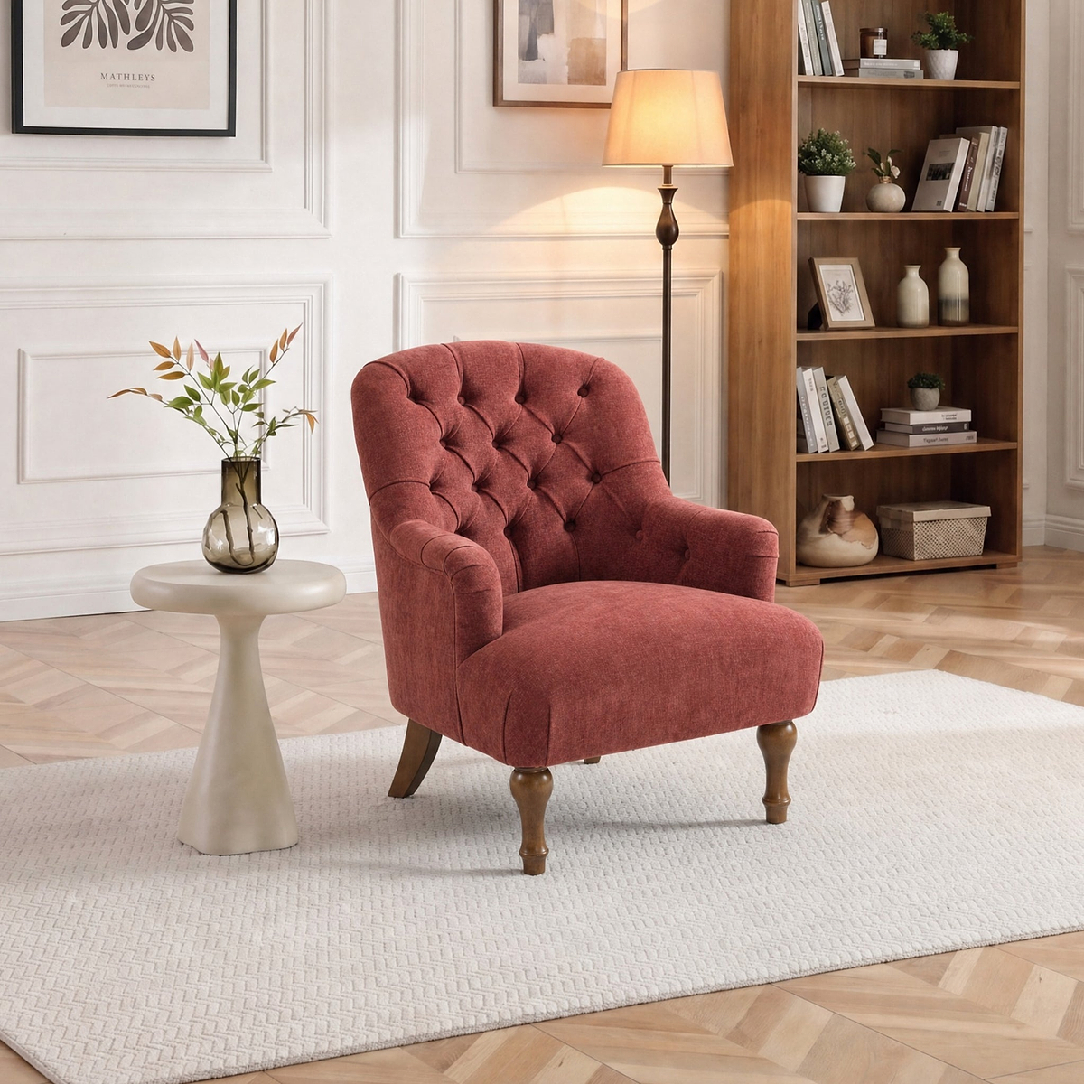 Bianca Chenille Armchair Berry from Roseland Furniture