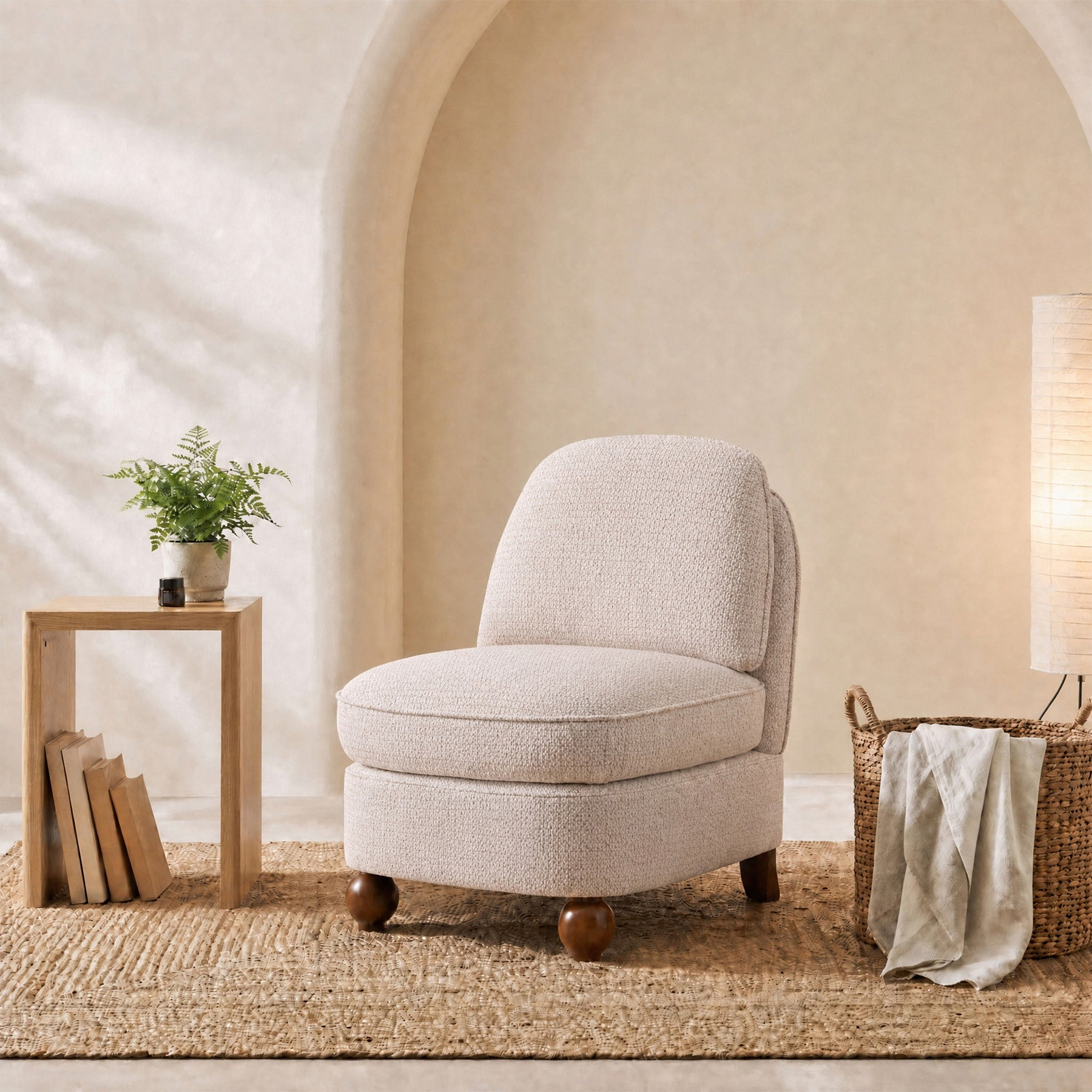 Airedale Chenille Accent Chair Natural from Roseland Furniture