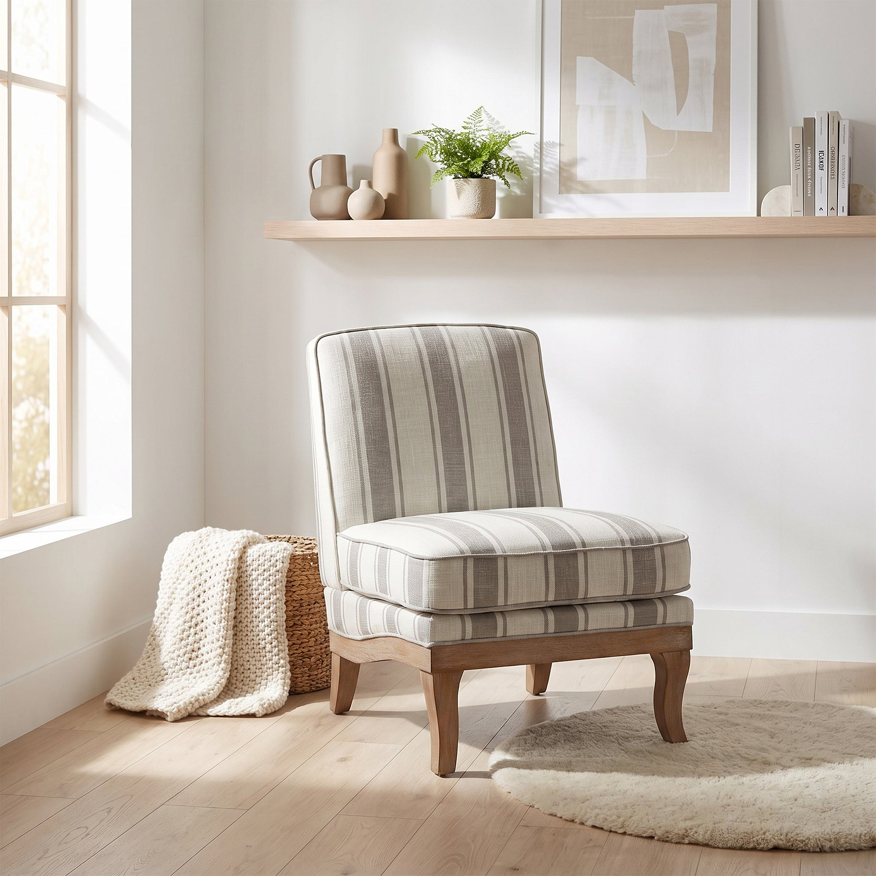 Sandringham Armless Accent Chair Stripe from Roseland Furniture