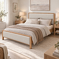 Rushton Cream Upholstered Wooden Bed Frame from Roseland Furniture