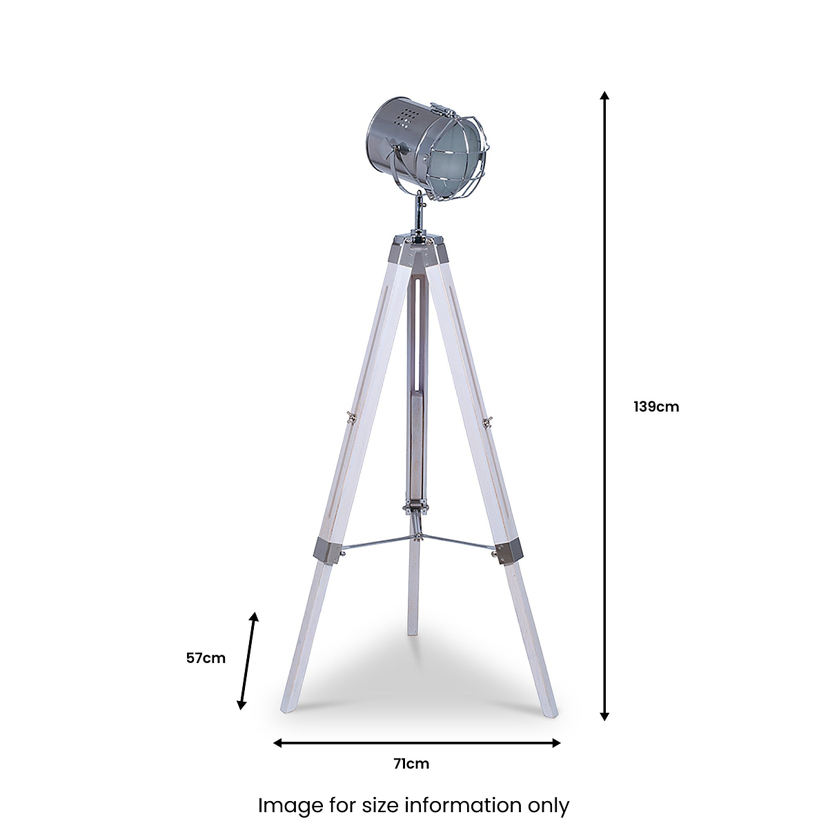 Capstan White Wash and Silver Metal Tripod Floor Lamp from Roseland Furniture